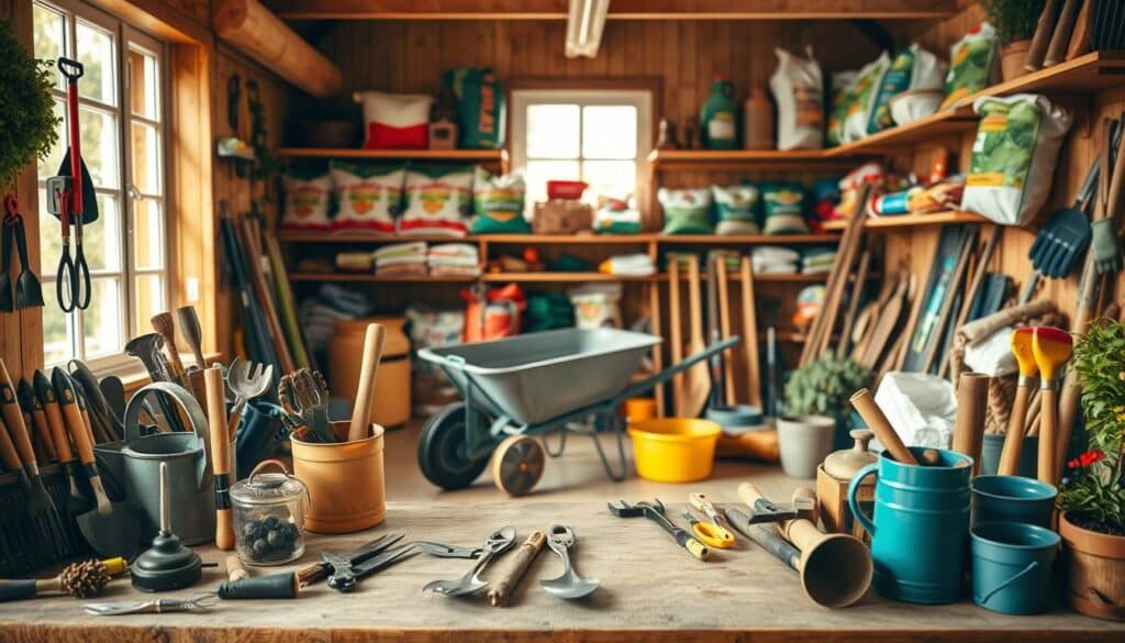 Materialien und Werkzeuge Gartenhaus