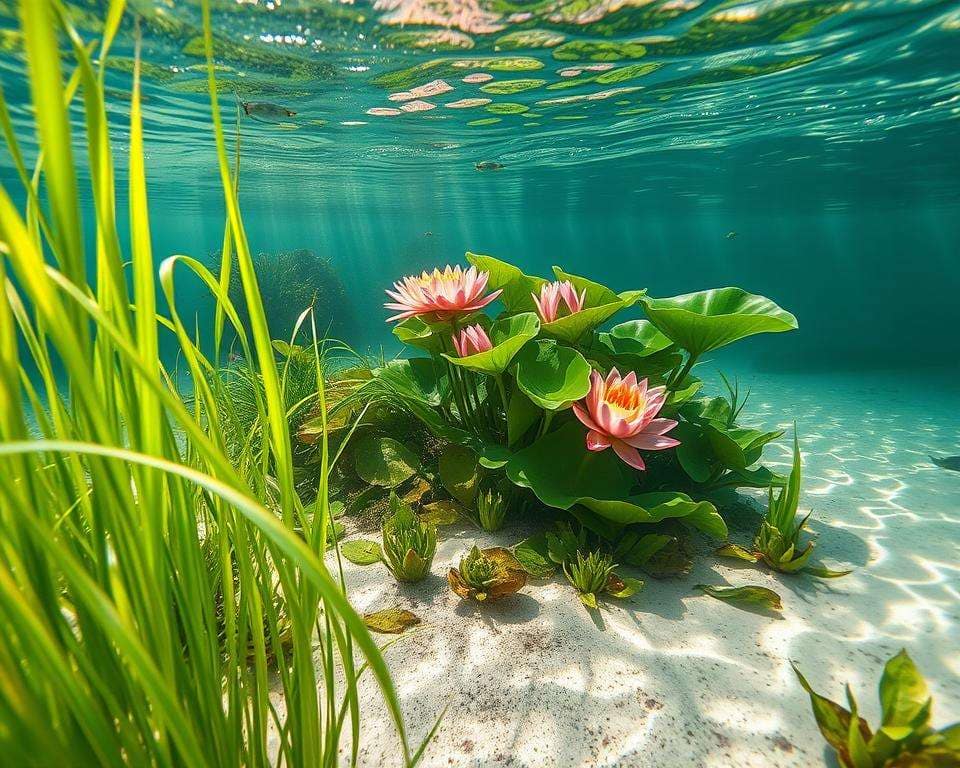 Unterwasserpflanzen im Miniteich Unterwasserpflanzen im Miniteich